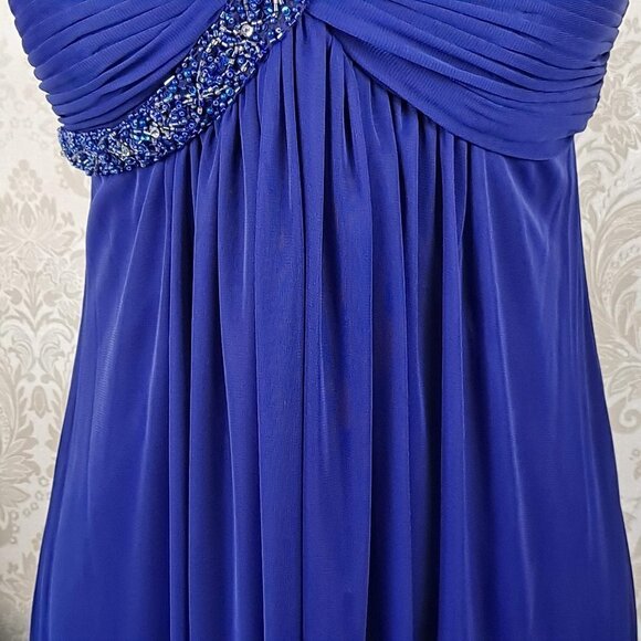 Cache Size 6 Blue One Shoulder Beaded Strap Cocktail Homecoming Party Dress EUC - Picture 4 of 15